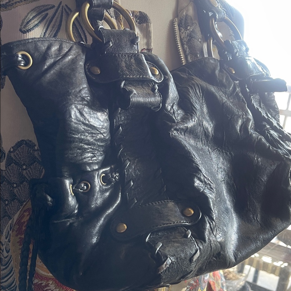 Classic Kooba Black Leather Tote Bag - Women's Shoulder Bag